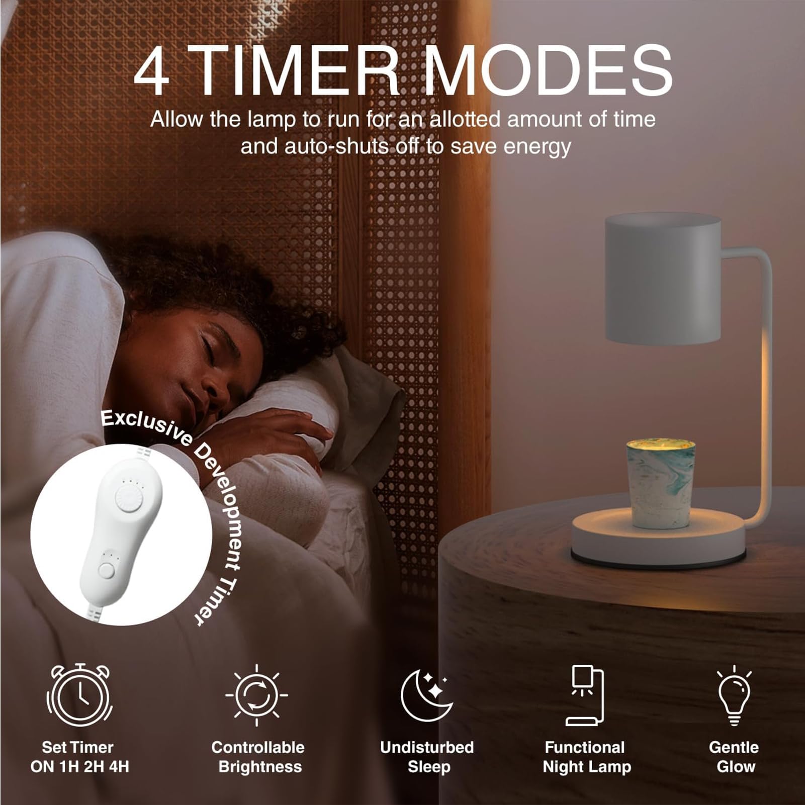 Lampe Chauffante À Bougies, Lampe Chauffante À Bougies avec Minuterie Et Gradateur pour Spa Aromathérapie Home Office Chambre Nightlight,Blanc