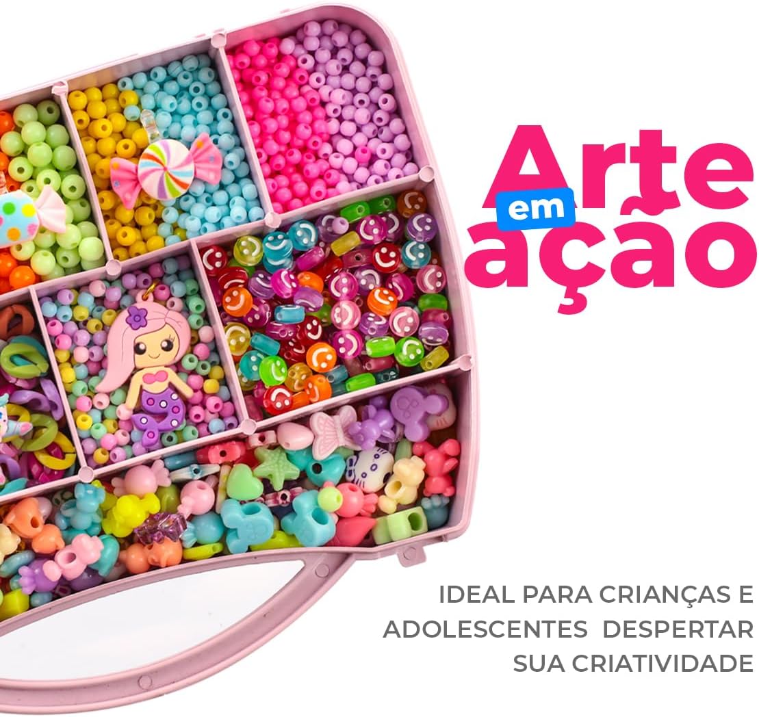 Kit Miçangas Infantil 3500 Pçs Para Montar Pulseiras Bolinhas Maleta 19x13 Cm 1 Relógio Digital Anita Bijuterias Kit Miçangas Infantil 3500 Pçs Para Montar Pulseiras Bolinhas Maleta 19x13 Cm 1 Relógio Digital Anita Bijuterias