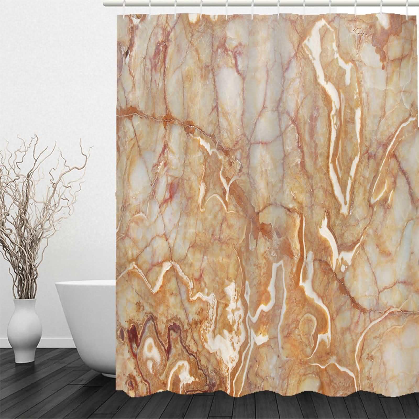 Cortinas De Baño Navideña Cortina Ducha Infantil Bañera Grieta De Mármol Cortina De Baño Larga Cortina Ducha Laroom Poliéster Impermeable, Antimohos Y Fácil De Limpiar 220x180cm