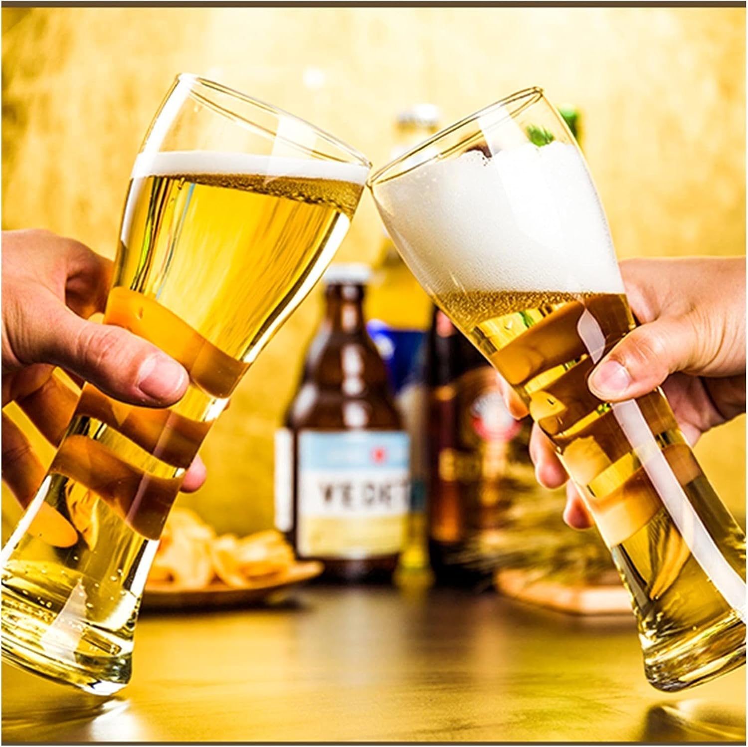 Beer Cup Beer Glass with Cup Holder Unique Beer Glasses Dad Beer Glass Cool Beer Glasses Insulated Beer Mug 10/14/21 Ounces Set of 6 Beer Stein(Large)