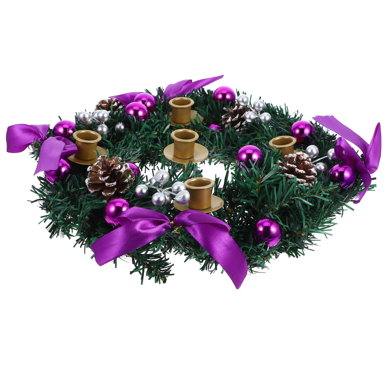 Cabilock Candelabro de Adviento Navideño Centro de Mesa con Velas Decoración para Temporada Portavelas de Adviento Guirnalda Artificial con Velas
