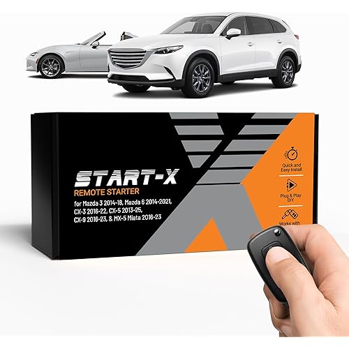 Start-X Remote Starter Kit for Mazda 3 (2014-18), 6 (2014-21), CX-3 (2016-22), CX-5 (2013-25), CX-9 (2016-23), and MX-5 Miata (2016-23) | Plug N Play | Lock 3X to Remote Start | Zero Wire Splicing