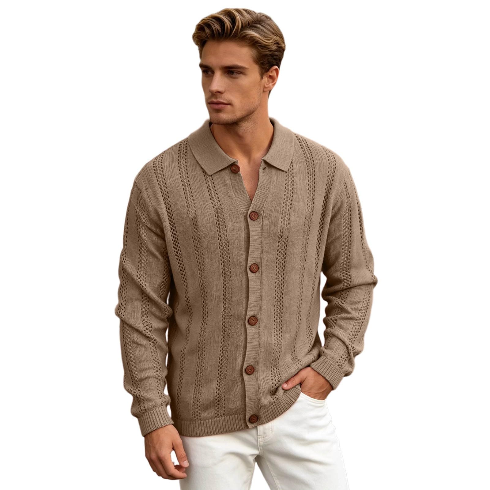Chaqueta de punto holgada transpirable para hombres que buscan comodidad 8