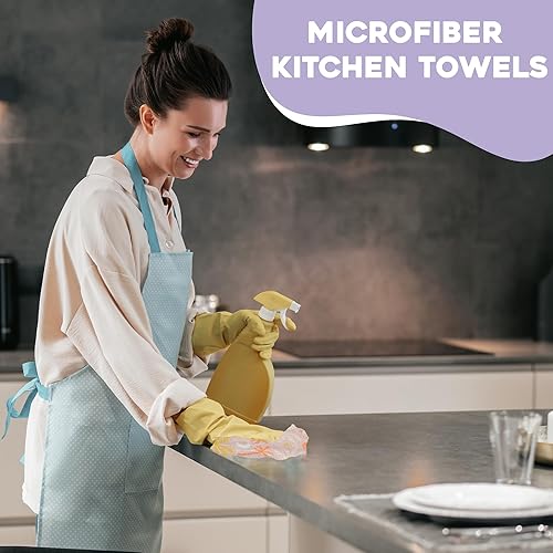 Miniatura 5 de Wildflowers - Toallas de cocina de microfibra  Patrón de color rosa y morado  Toalla de cocina de tela de gofre  Toallas de cocina súper