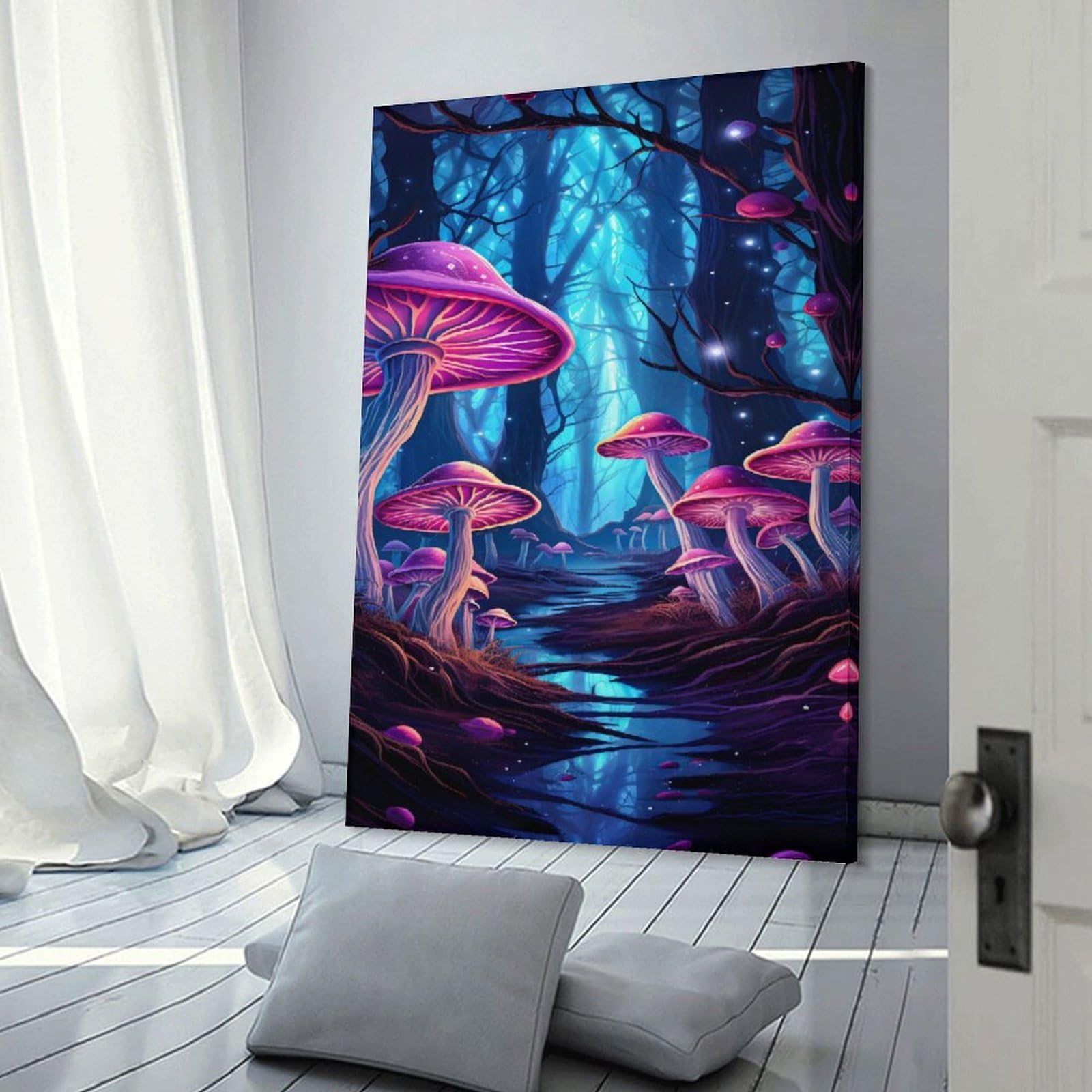 Junmoney Mystical Forest Mushrooms Home Decor Wall Art, 24x36inch(60x90cm), for Wall Displays, Bedrooms Or Room Updates, Ideal for Building A Coordinated Art Wall