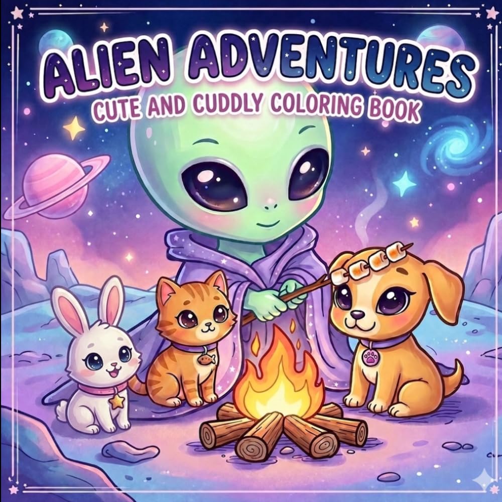 Alien Adventures: Cute And Cuddly Coloring Book