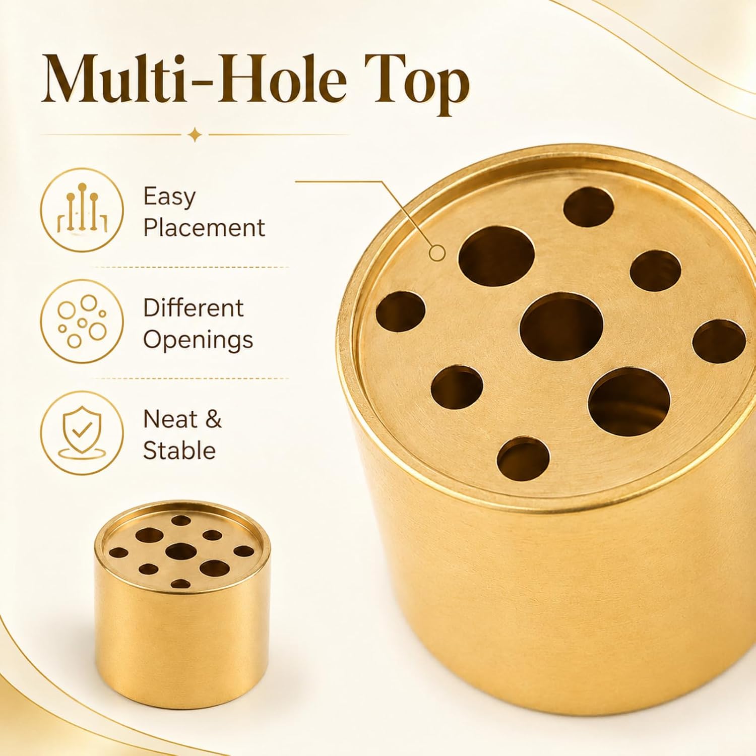 jojofuny 4pcs Copper Multi-Hole Incense Holders 9-Hole Incense Stick Bases for Meditation Yoga Bedroom Office Hotel Home Fragrance and Retro Decor