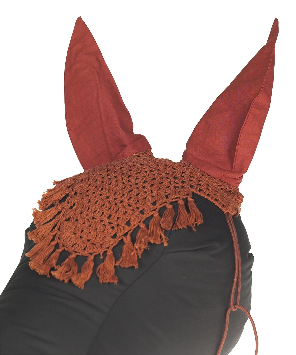 Derby Originals Crochet Horse Veil Ear Bonnet with Fringe