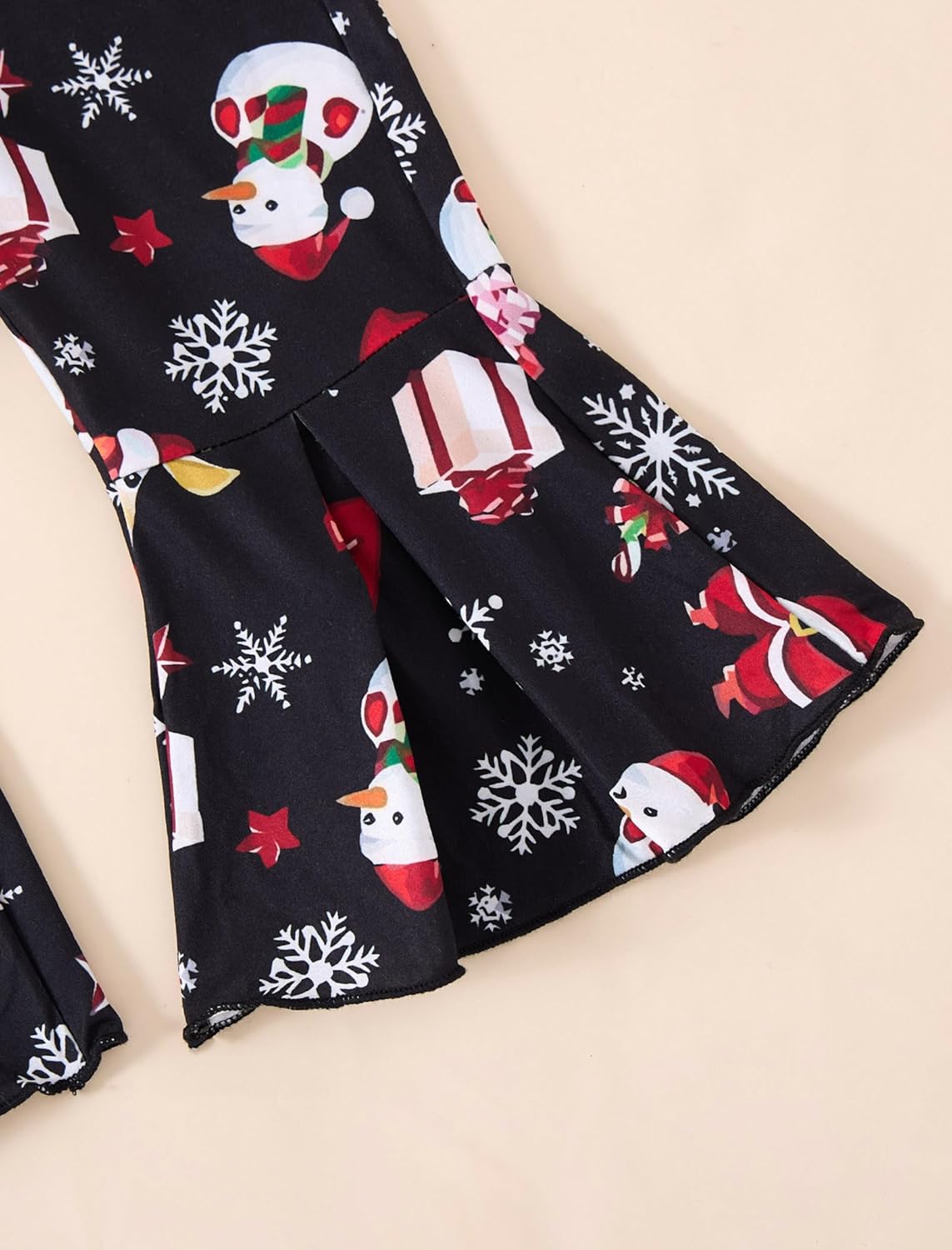 Toddler Girl Christmas Outfit Long Sleeve Merry Christmas Tops Flare Pants with Headband 12M-4T - Image 6
