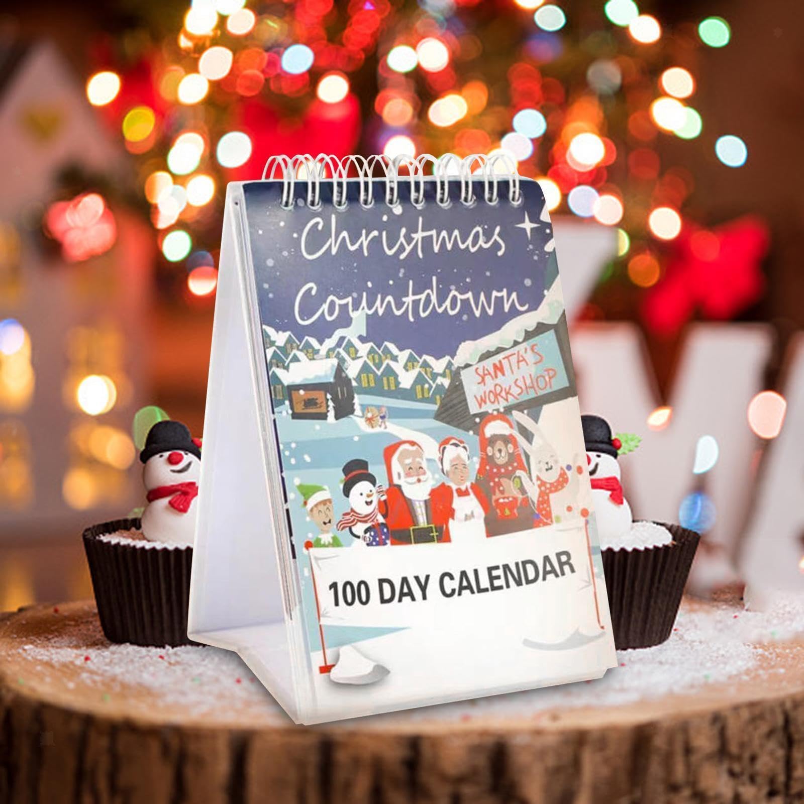 Weihnachts Countdown Kalender - 100 Tage Adventskalender Für Schreibtisch & Dekoration