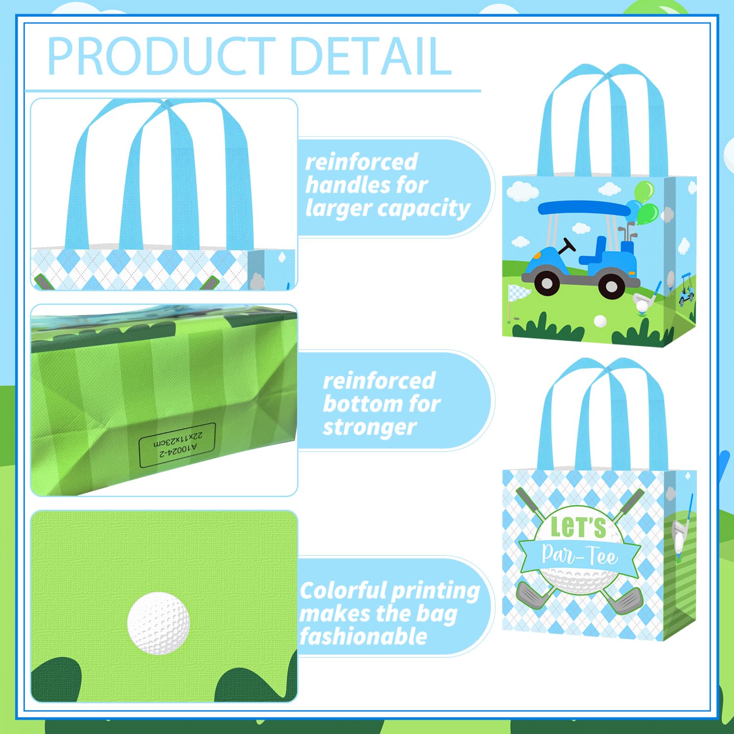 12PCS Golf Party Treat Bags Golf Birthday Party Supplies Golf Themed Favor Bags Non-woven Pink Golf Ball Candy Gift Bag with Handles for Let's Par-tee Retirement Baby Shower Decor