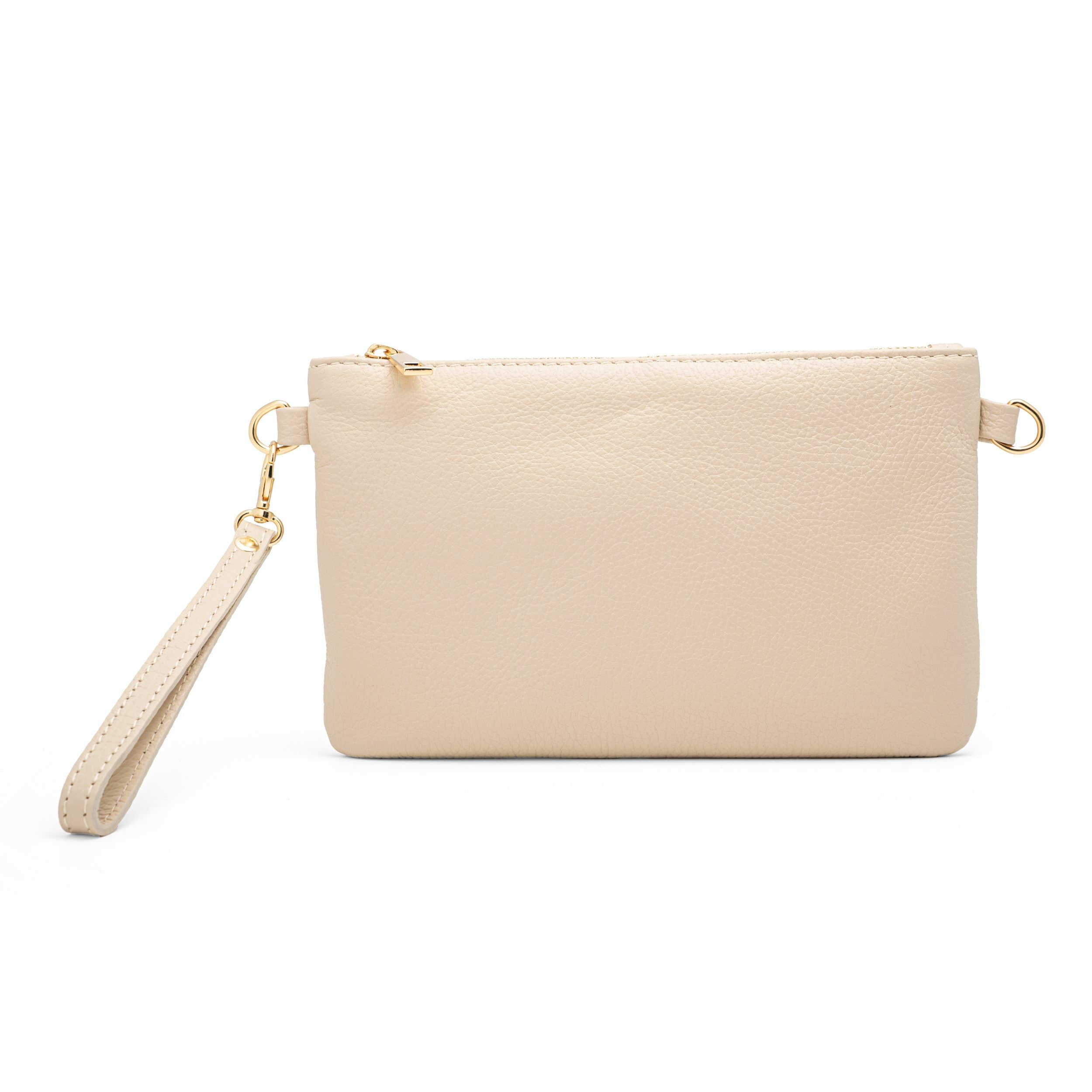 Pochette Donna con Tracolla Borsa Clutch Donna Elegante in Pelle Morbida Made in Italy Borsa da Polso Modello Mya
