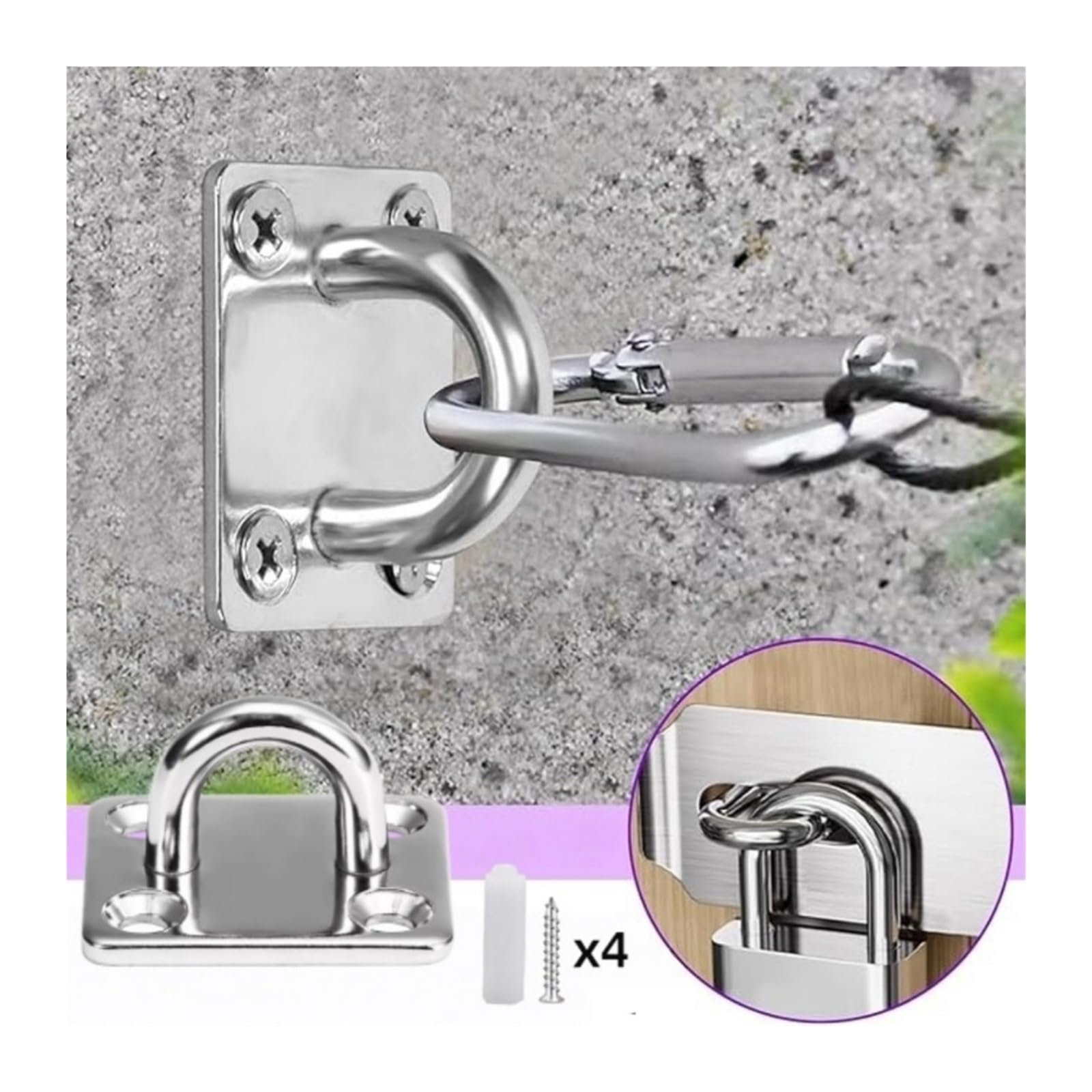 Hak sufitowy ze stali nierdzewnej 304 | Wspornik sufitowy ze stali nierdzewnej do hamaka: do użytku w siłowni do jogi(M8 with accessories)