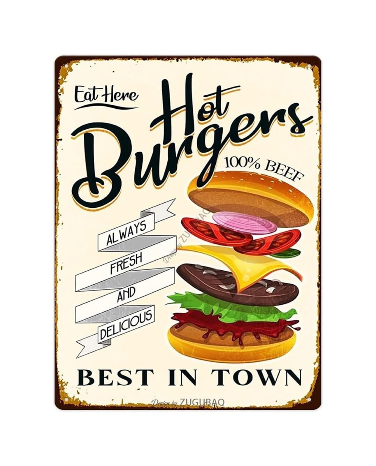 CBQZCHWDKT Grilling and Chillin Metal Tin Sign Vintage Burger Funny Wall-Art for Patio Man Cave Backyard Party 8 X 12 inch