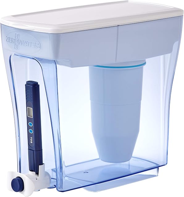 ZeroWater 20 Cup Water Dispenser With Advanced 5 Stage Filter, 0 TDS, NSF certified, Reduces Fluoride, Chlorine, Lead and Chromium, Water Quality Meter + Water Filter Cartridge Included, 4.7 litres