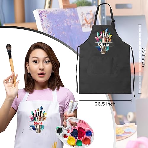 Miniatura 7 de Personalized Painting Apron with Custom Name, Mother's Day Gift for Mom, Personalized Adjustable Apron for Painter, Women