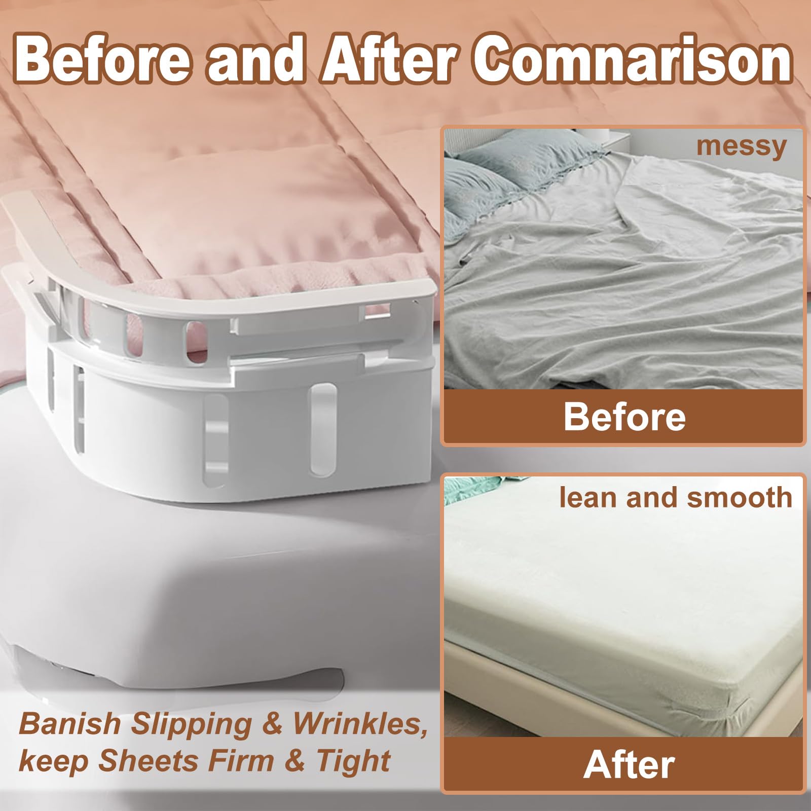 Bed Sheet Holder 4Pack, Ultra Secure Mattress Fit,Banish Slipping & Wrinkles, Adjustable and Durable Elastic Straps with Extra - Strong Grip for Every Bed Size