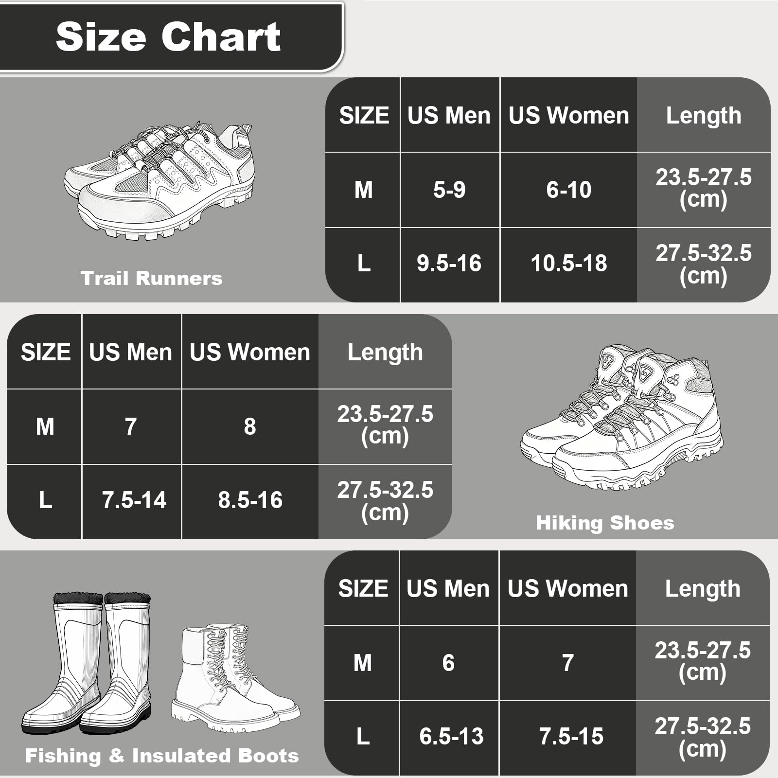 Ramponi per scarpe e stivali, 18 tacchetti da ghiaccio per donne e uomini, presa su ghiaccio e neve con punte in lega di acciaio, resistenti, antiscivolo, sicuri, proteggono per passeggiate
