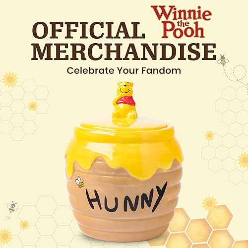 Miniatura 6 de Silver Buffalo Disney Winnie the Pooh Honey "Hunny" Pot Escultura 3D de cerámica pintada a mano, tarro para snacks y galletas (pequeño)