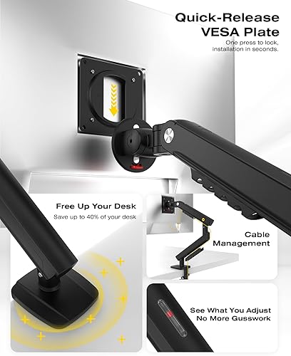 Miniatura 6 de Brazo de monitor para monitores de 17'' a 32 pulgadas, carga mecánica de montaje de resorte de hasta 19.8 lbs, VESA 75/3.937 in para montaje en
