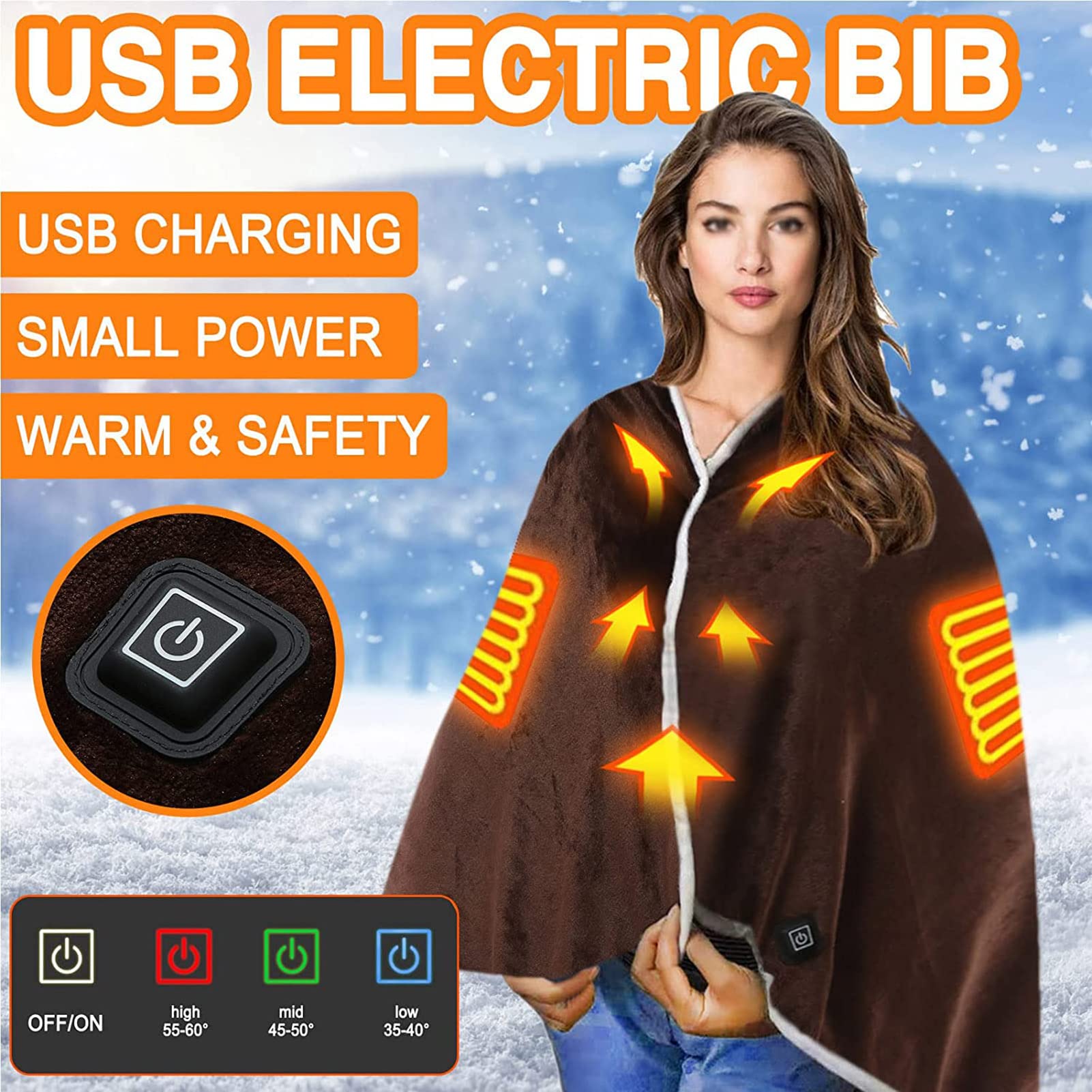 USB Beheizter Schal Elektrische Winter-Warmdecke, Plüsch-Nacken- Und Schulterheizung Für Das Autobüro Zu Hause