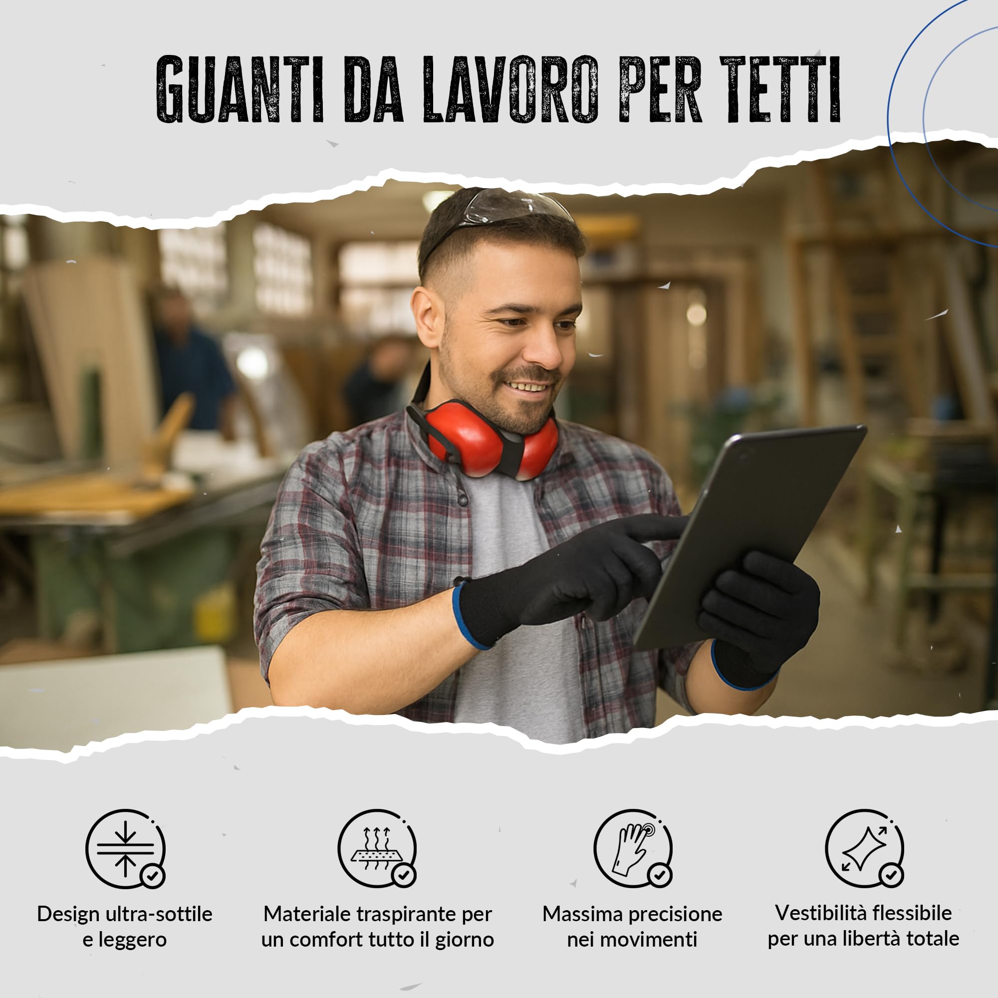 FUZZIO 12 paia di guanti da lavoro rivestiti in PU clip guanto