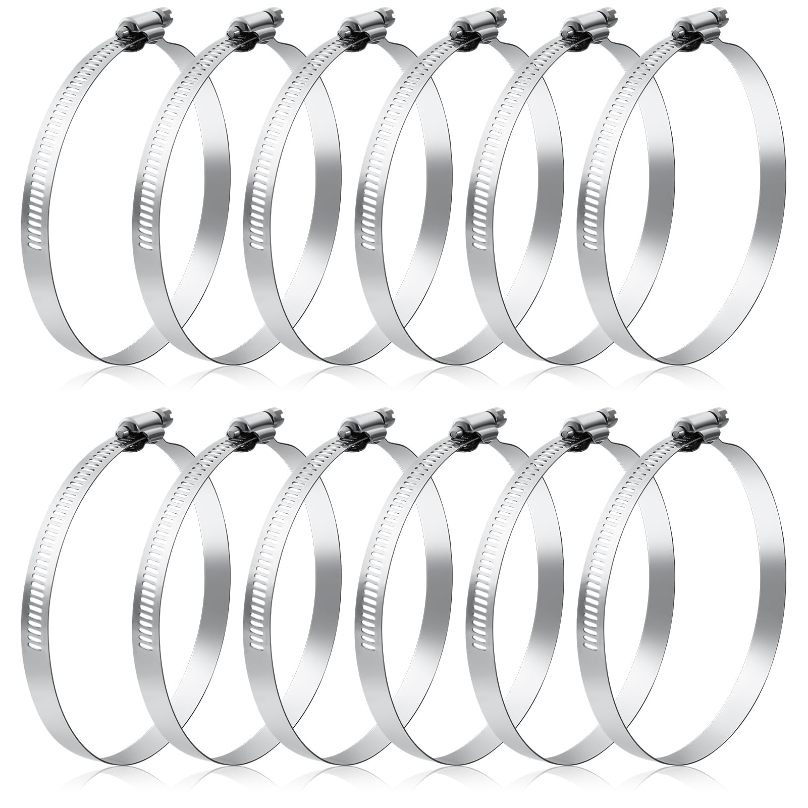 12 Pack Large Adjustable 304 Stainless Steel Hose Clamps (91-114mm) for HVAC,Passive Vents and Air Conditioning Systems,Hose Clips,Hose clamp,Pipe Clips,Hose Clamps,Large Clamps
