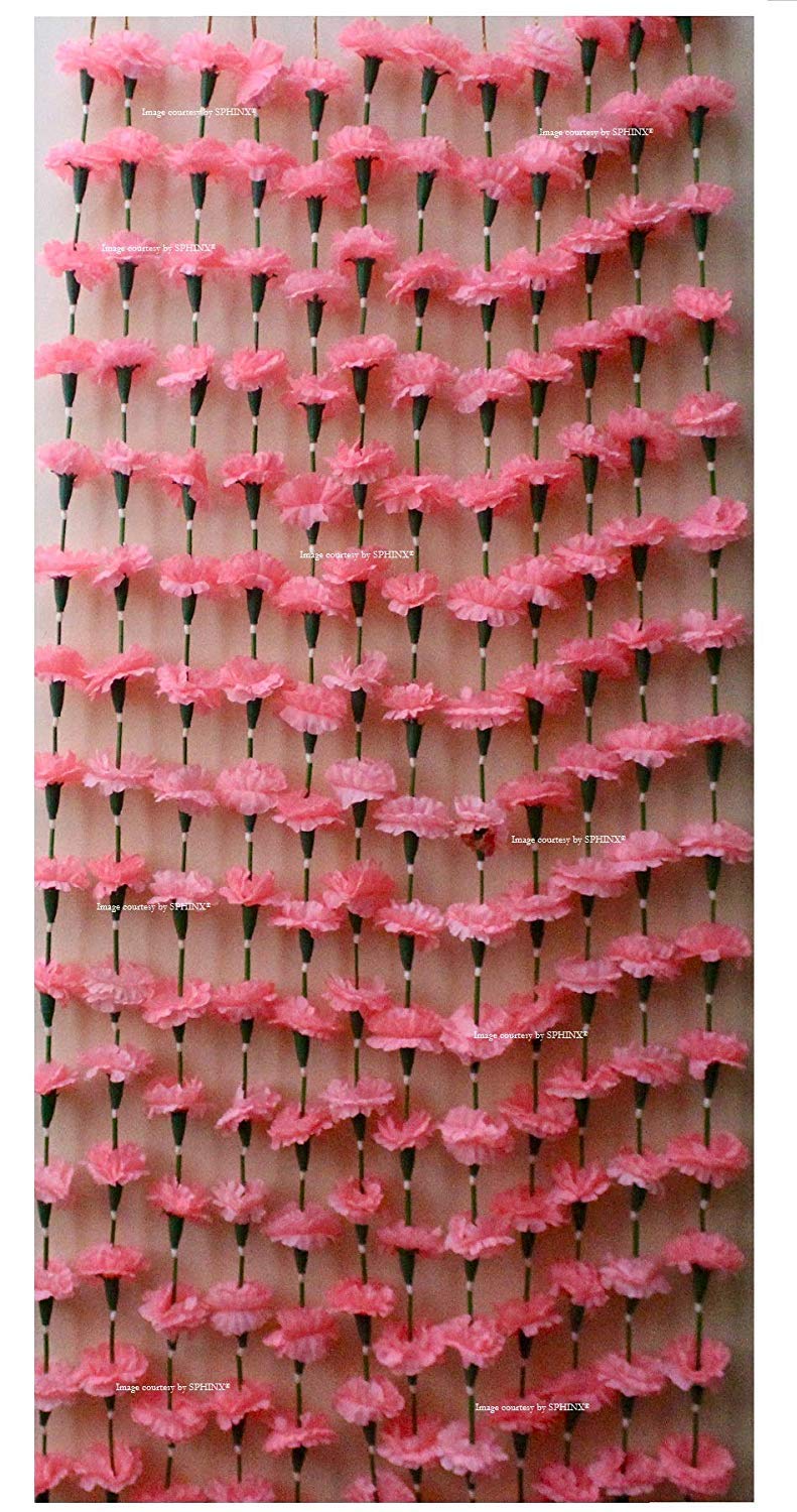 SPHINX Re-usable Traditional Artificial marigold flowers fabric garlands for Festive Pooja Wedding Housewarming Diwali Decorations (Approx 5.5 ft) - (Baby Pink (18Fg-Light), 12)
