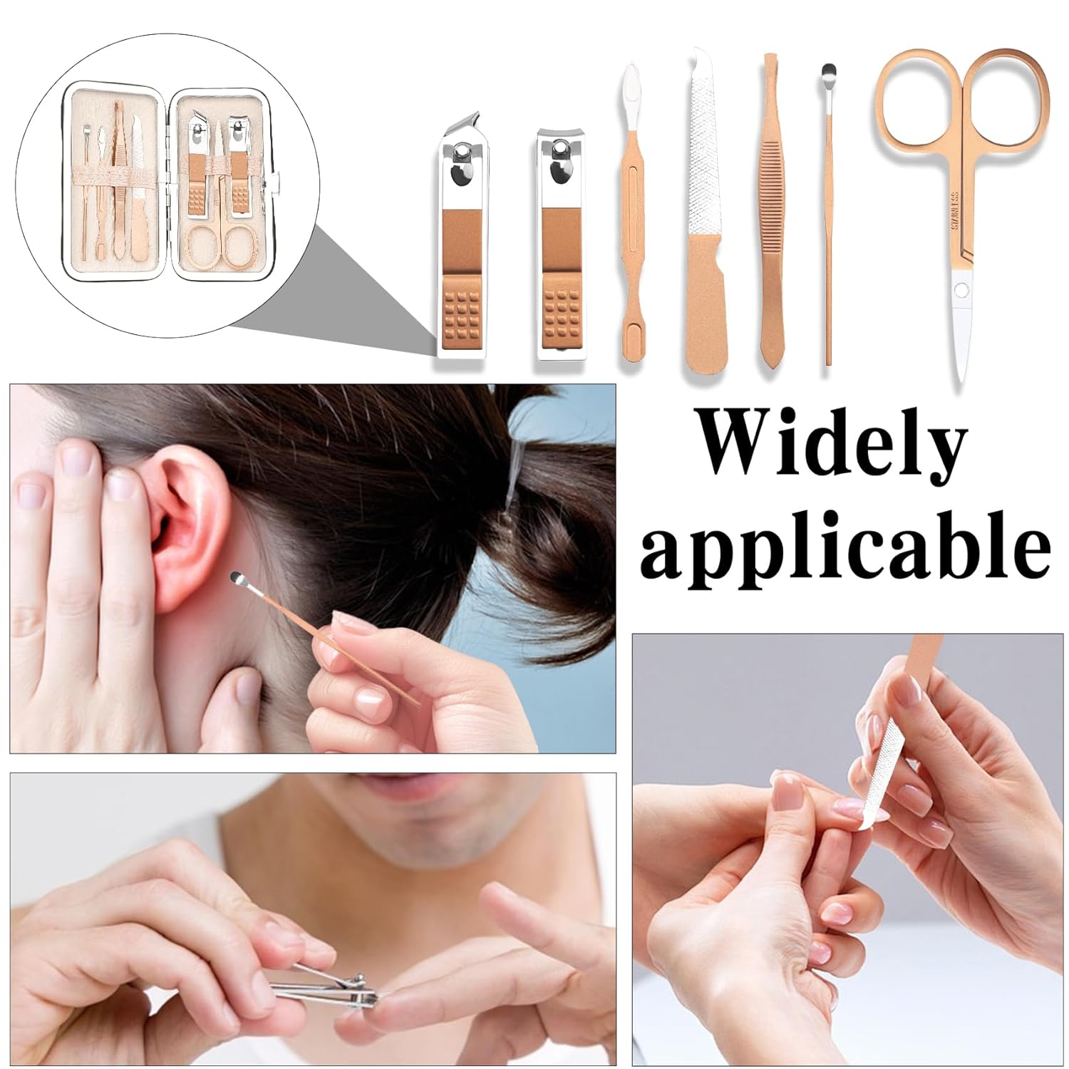 Manicure Kit for Men Women Nail Clippers Pedicure Tools Kit Travel Nail File Toe Set Finger Grooming Kits Christmas Birthday Gifts Ideas Stocking Stuffers Kids Adults Teens Boys Girls Friends(Pink)