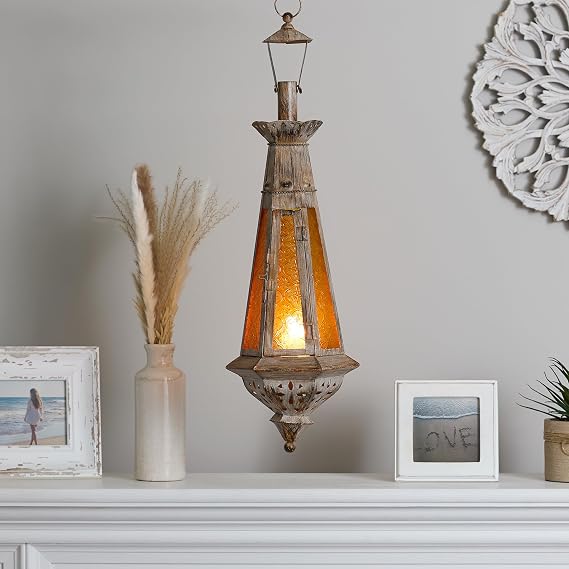 Gifts & Decor Amber Teardrop Lantern