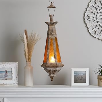Gifts & Decor Amber Teardrop Lantern