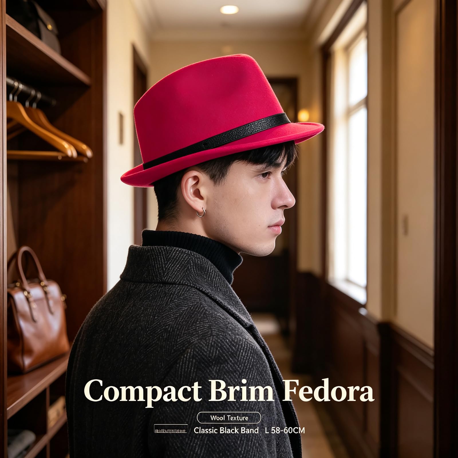 HEYANN Fedora Hut Mode Filz Hüte für Herren Damen Wollfilz Herrenhut Jazz Cap Kurzer Krempe Trilby Hut mit Eleganter Panama Hut Damen Gentlemans