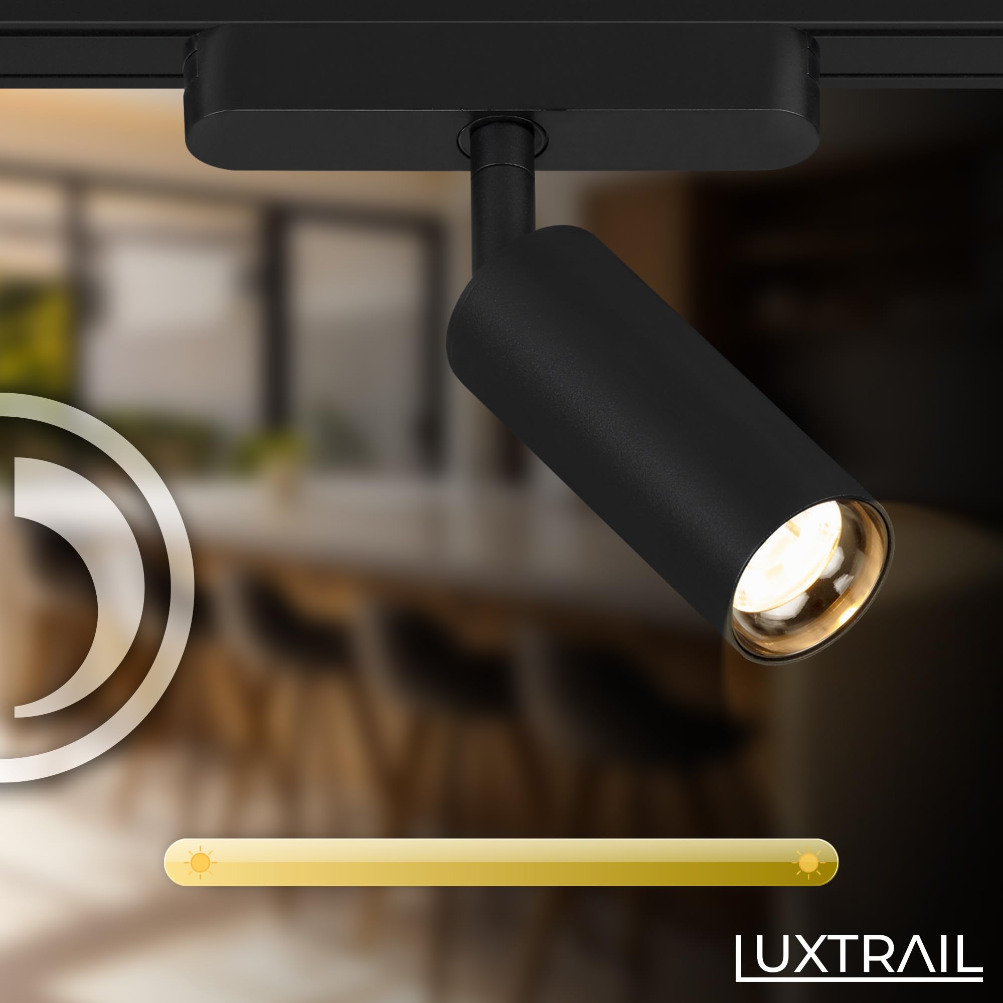 BRILONER - Sistema de carriles Luxtrail set de prolongación, 2x LED spots, extensible, orientable, lámparas, sistema de carriles techo, carril proyector, 1m, negro