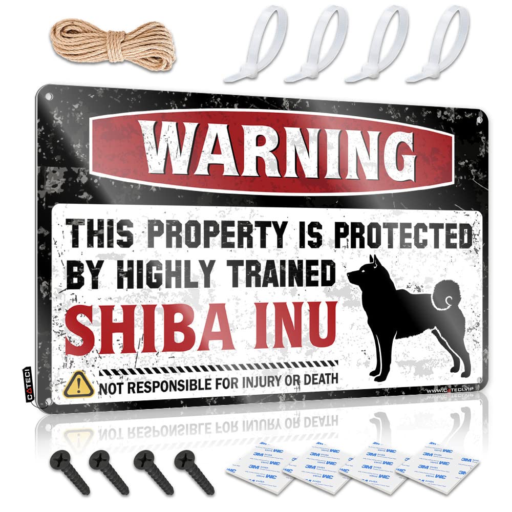 BRUNTELO Bar Rules Sign Warning This Property Is Protected By A Highly Trained Shiba Inu Tin Sign(30X40CM)