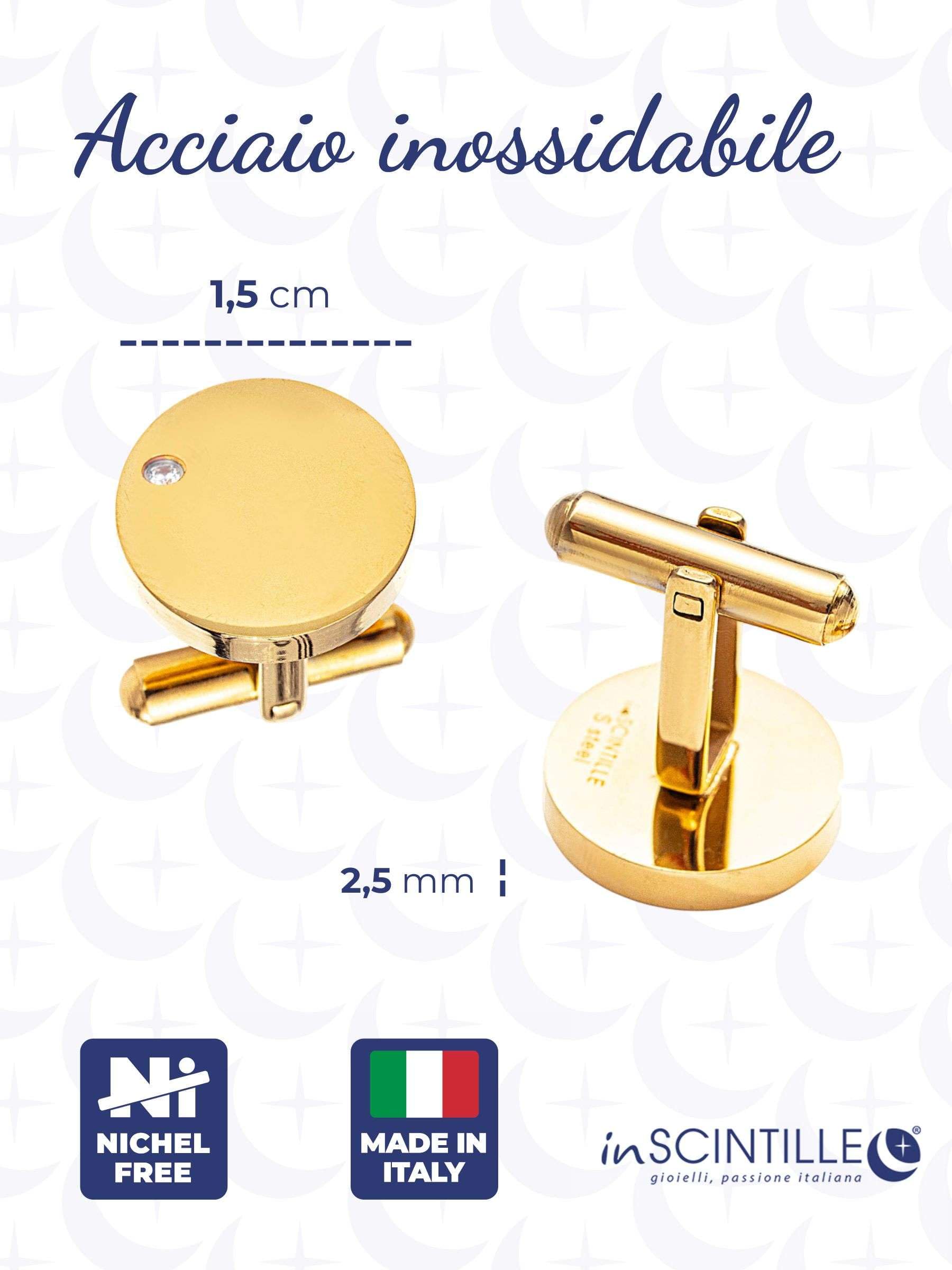 inSCINTILLE Gemelli Uomo Camicia in Acciaio Inossidabile – Eleganti per Matrimonio, Cerimonie e Ufficio – Confezione Regalo