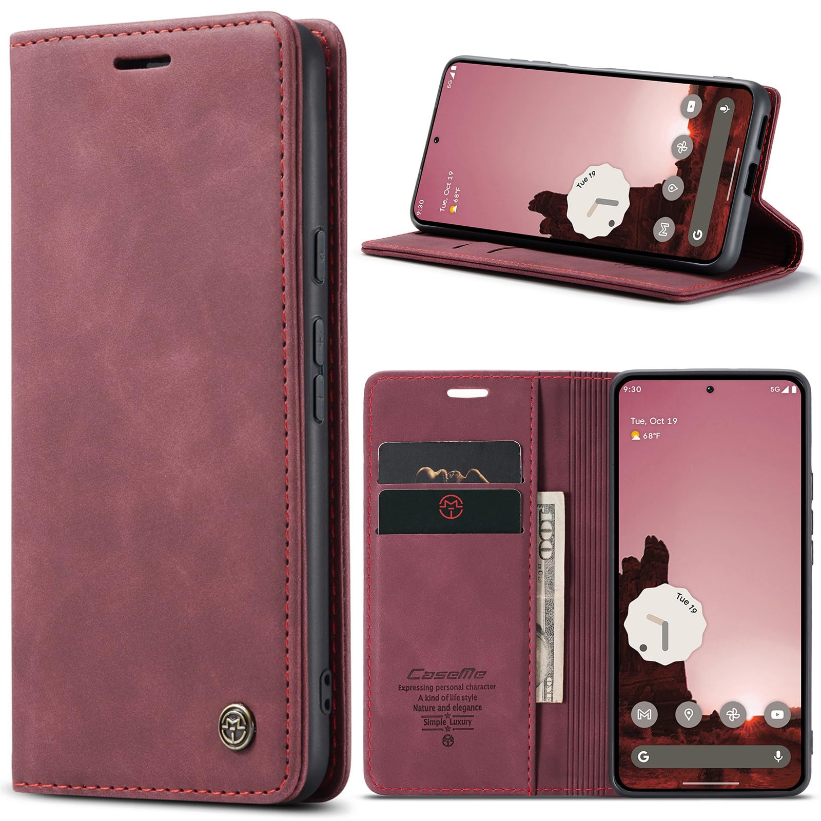 ESONG Cover Per Google Pixel 9A,Custodia Portafoglio A Libro In Pelle