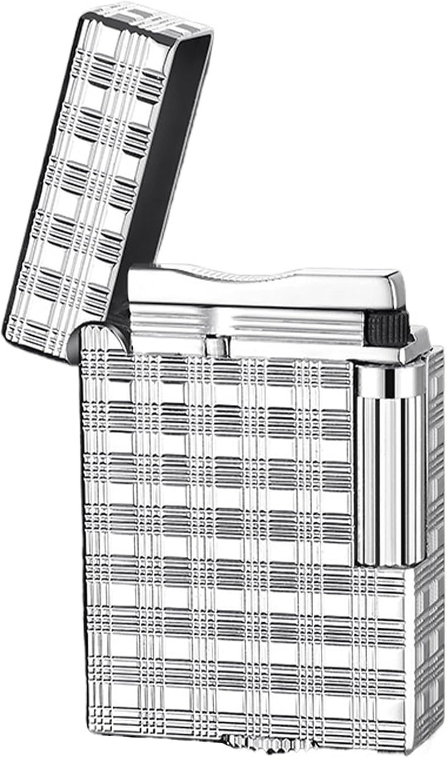 TARVIT Soft Flame Lighters Mini Refillable Butane Lighter with Adjustable Flame Dial/Vertical Ignition Roller ，Gift for Outdoor Cigarette/Cigar/Candle Box Packaging 【No Gas】 (Color : Gold Plaid)