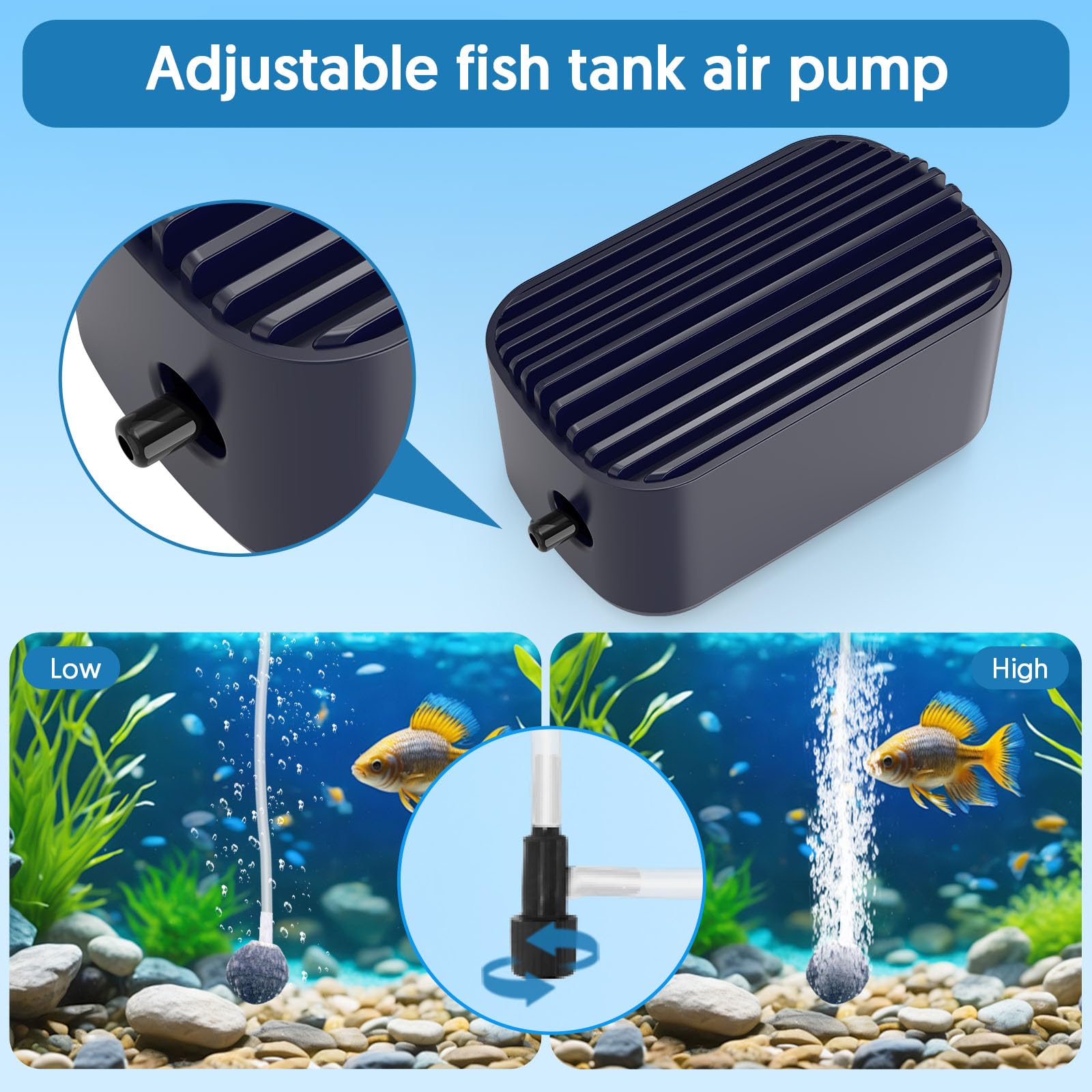 QZQ Air Pump Aquarium Fish Tank Air Pump Silent with Single Outlet Included Accessories Suitable Fish Tank from 1L to 100 Liters(2W) - Image 4