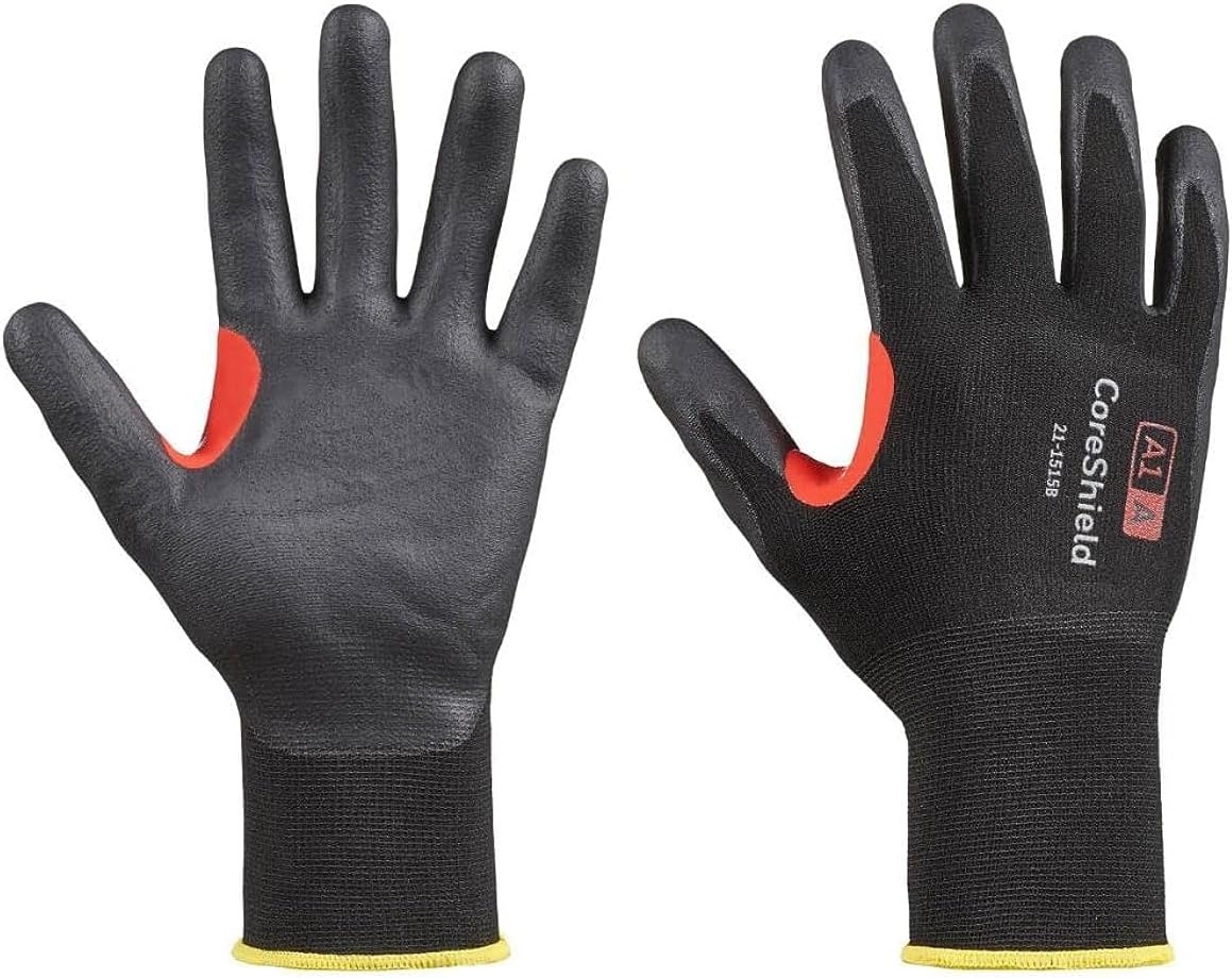 Honeywell Safety Work Gloves Nitrile Coating, 15 gauge nylon - Ansi Cut Level A1, Black (L) Industrial