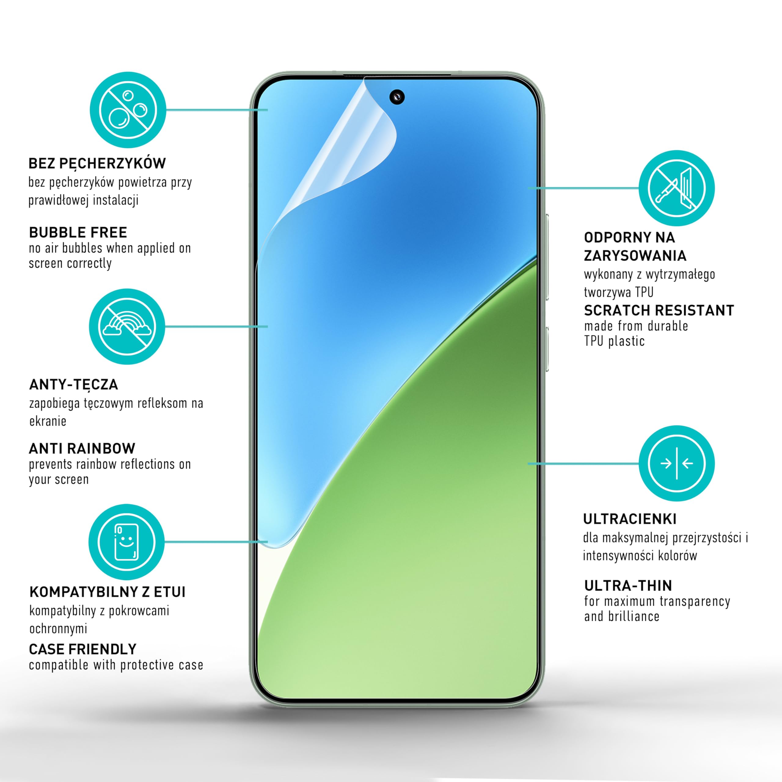 smartect Folia Ochronna TPU [2 Sztuki, Clear] dla Xiaomi 15 5G, Zakrywa cały wyświetlacz, Ochraniacz Ekranu bez Pęcherzyków, Bez Odcisków palców