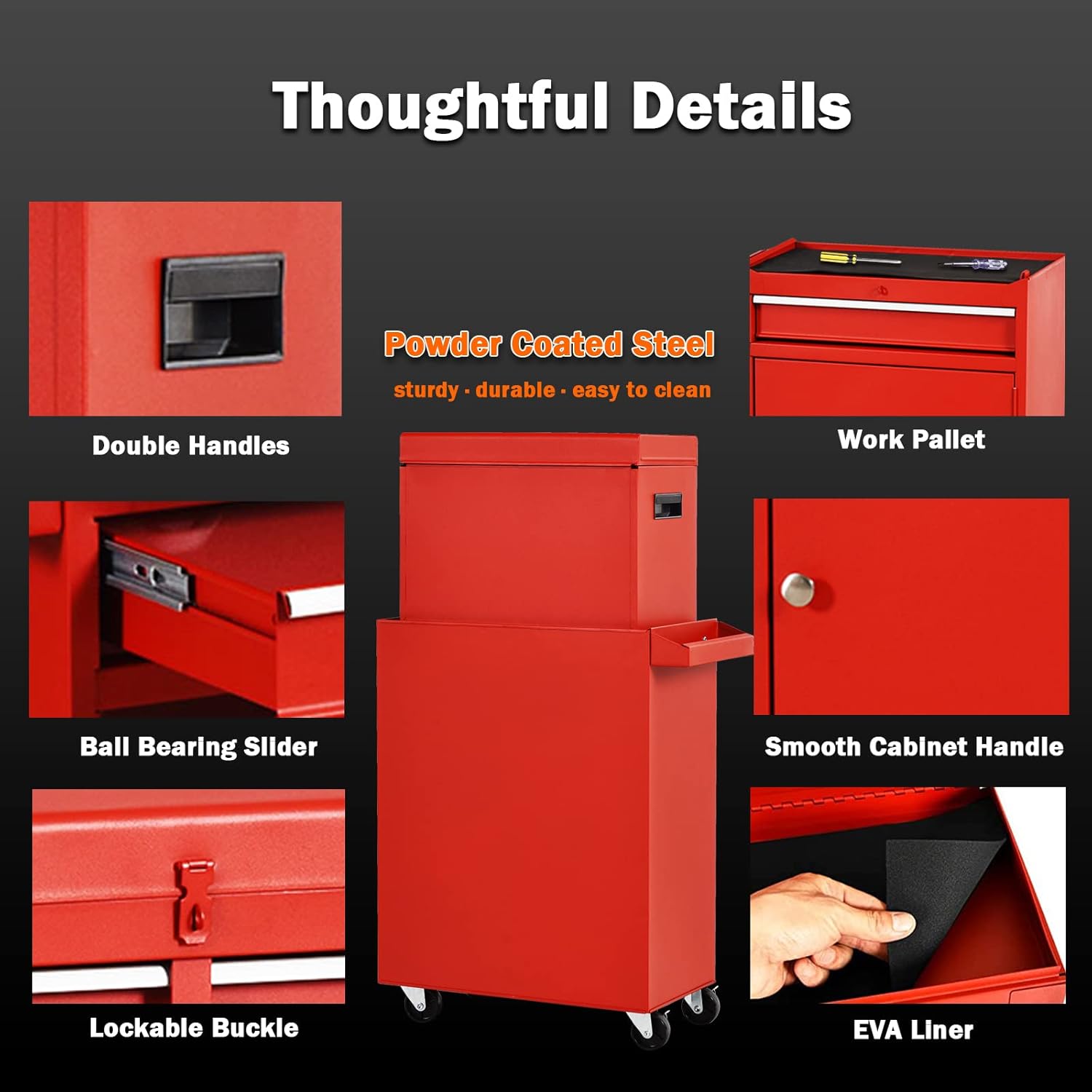 Goplus 5-Drawer Rolling Tool Chest, Tool Storage Box, Removable Tool Cabinet, Sliding Metal Organizer w/ Lockable Drawers (Red) : Tools & Home Improvement