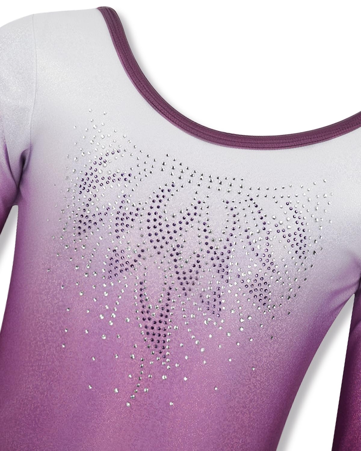 Gogokids Maillot de gimnasia de tres piezas para niña, de manga larga, con pantalones cortos y cinta para el pelo, ropa de gimnasia con diseño degradado para 3-12 años — view 3