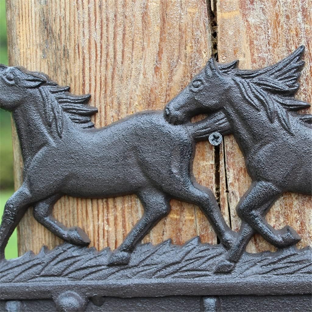 Black Two Running Horses Cast Iron Wall Hook with Three Hangers Home Garden Wall Decor Metal Animal Figurine Wall Hook