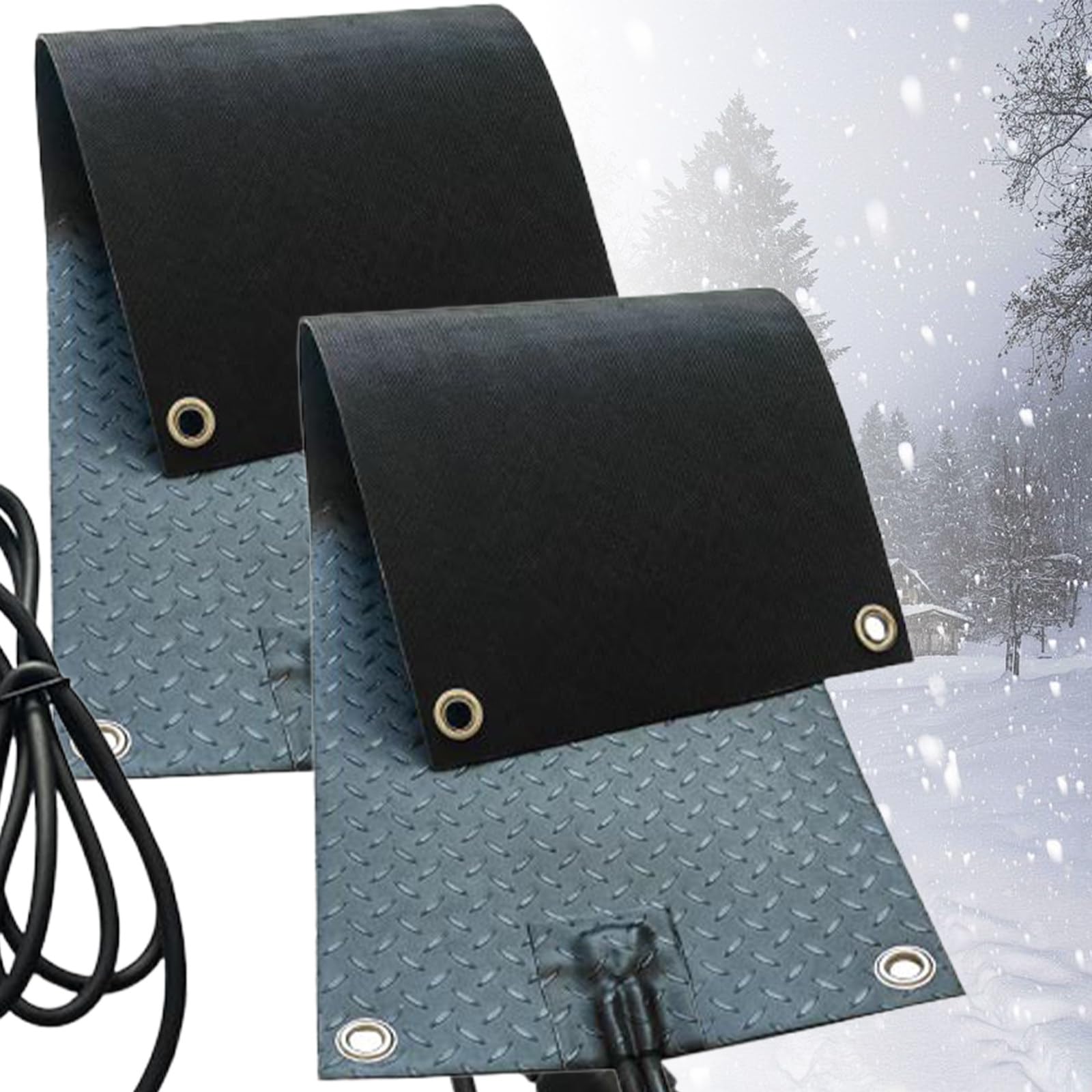 Tapis Chauffants De Fonte Neige, Tapis Chauffant Exterieur, Tapis en Caoutchouc AntidéRapant Chauffant, Fond 5 Cm par Heure, pour Marches D'Escalier C-2pieces