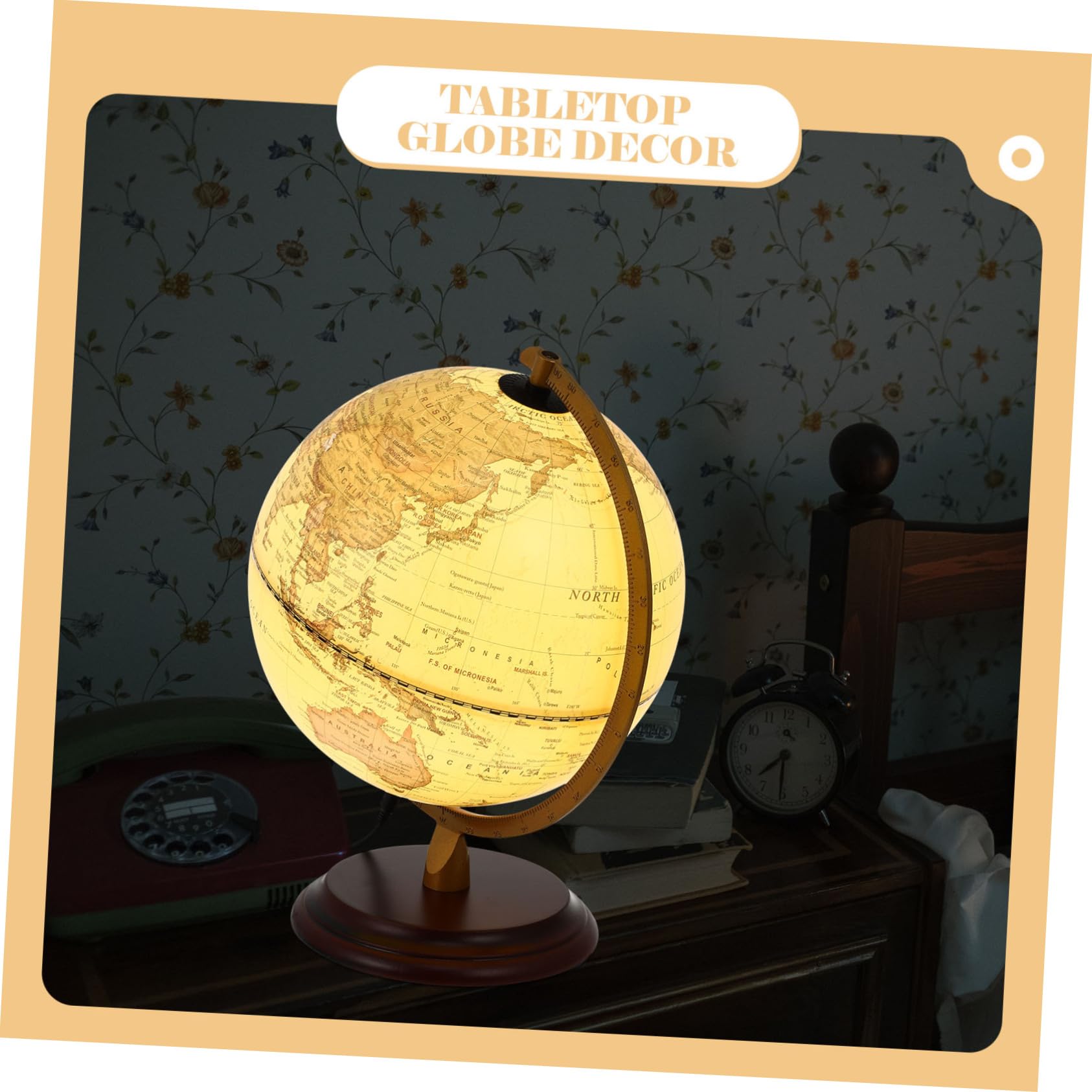 ifundom Mappamondo Antico Luminoso Da Scrivania Globo Decorativo Con Illuminazione Per Insegnamento Accessorio Elegante Per Casa e Ufficio