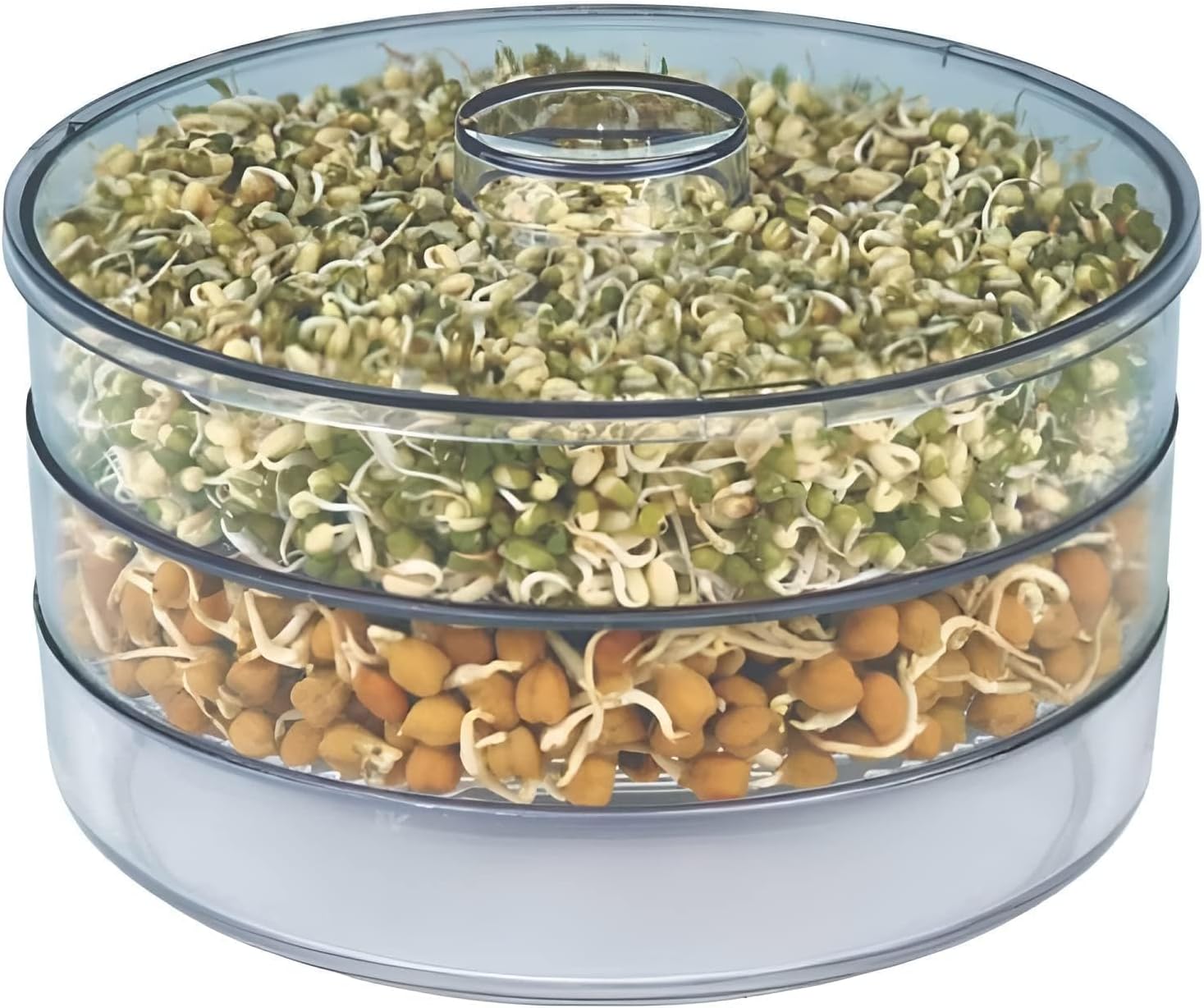 MeeTo Sprout Maker Box Hygienic with 3 Container Home Making Fresh Sprouts Beans for Living Healthy Life Sprout Maker 3 Bowl for Home (3 Compartments) (PO) - 1