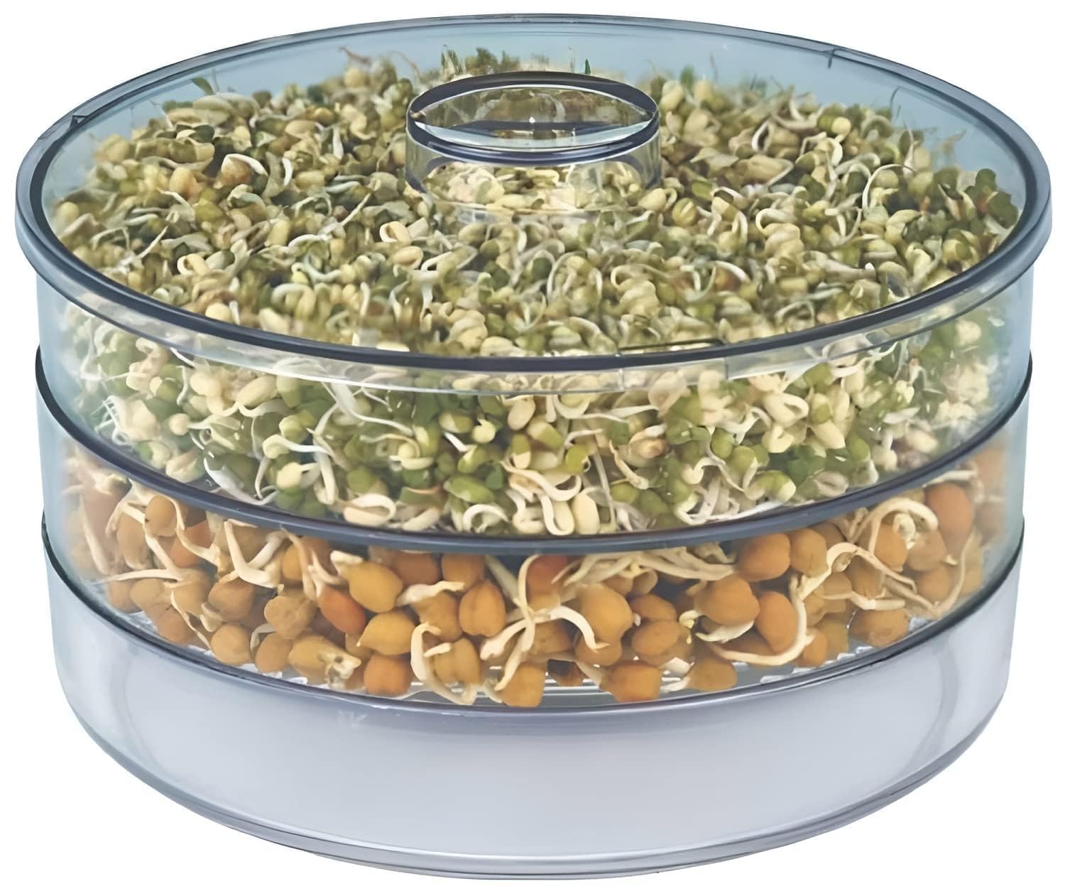 MeeTo Sprout Maker Box Hygienic with 3 Container Home Making Fresh Sprouts Beans for Living Healthy Life Sprout Maker 3 Bowl for Home (3 Compartments) (PO) - 1