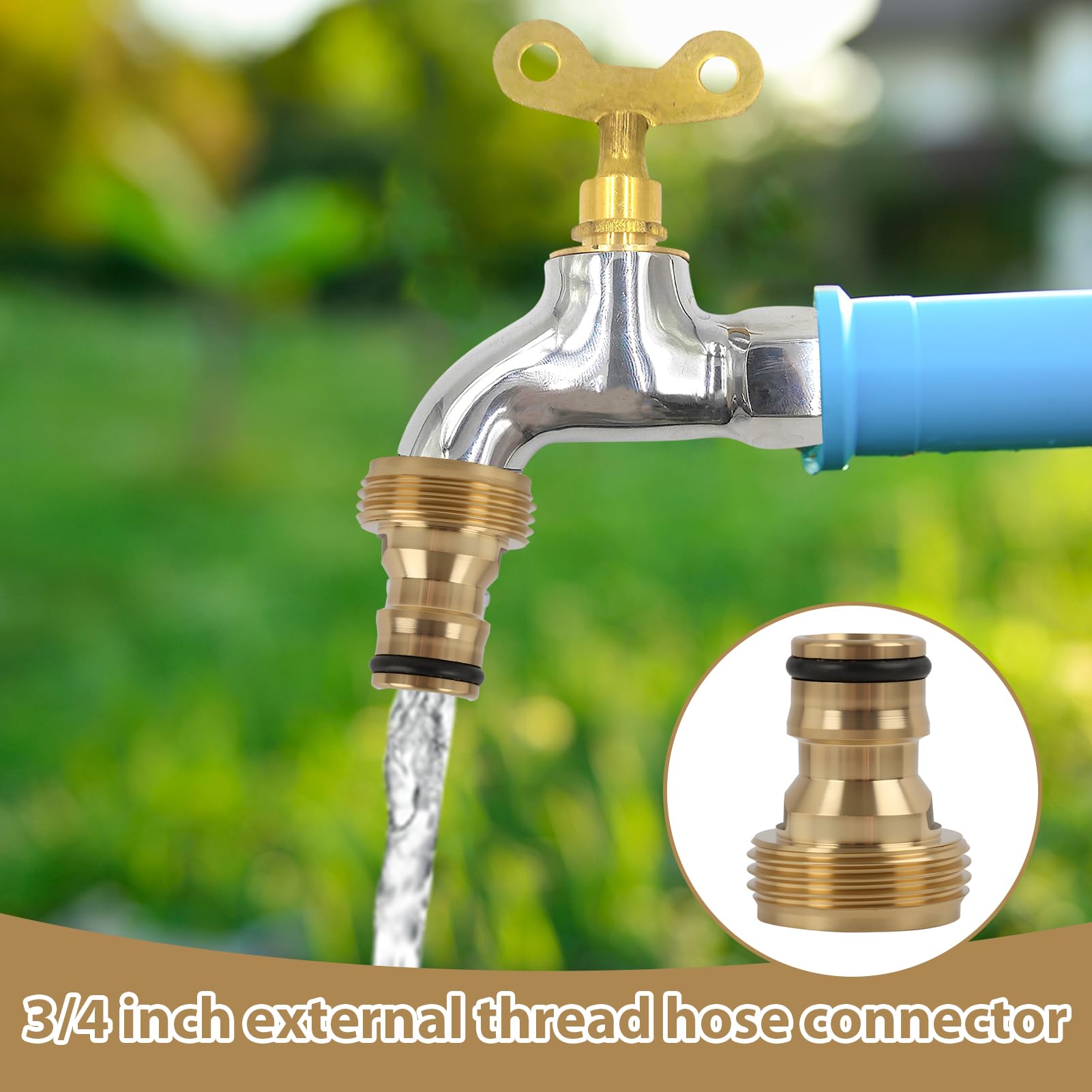 Poppstar 2 adattatori canna acqua rubinetto (con filettatura esterna 3/4 e attacco rapido per tubo acqua giardino, compatibile con Gardena