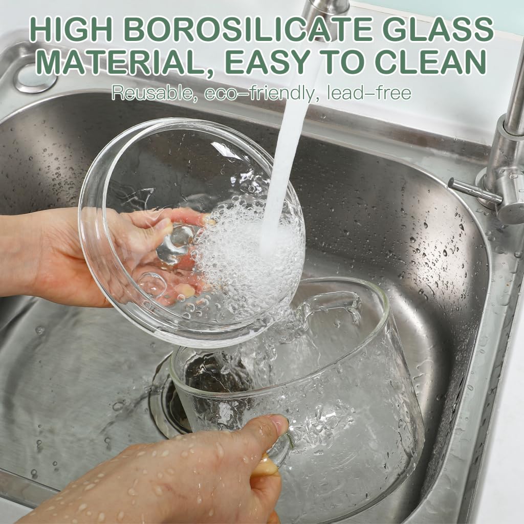 Vaguelly Pentola in Borosilicato 1900ml Pentola Trasparente con Coperchio e Doppie Maniglie per Gas e Induzione per Zuppe Pasta e Ricette Salutari Adatta a Famiglie e Studenti per Inverno