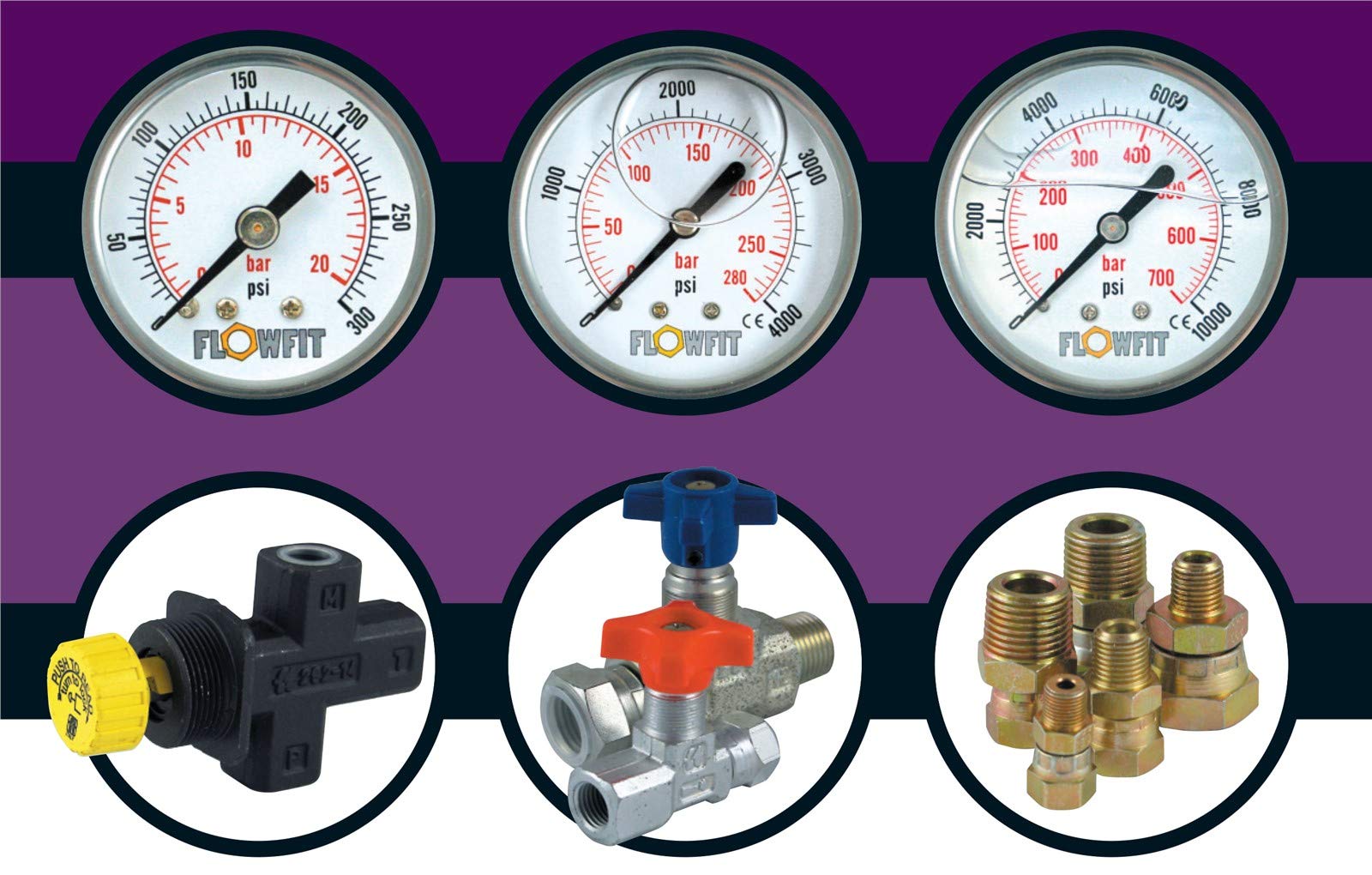 Medidor de presión Hyd relleno de glicerina de 100 mm 0-1000 PSI (70 BAR) 1/2" BSP Entrada trasera